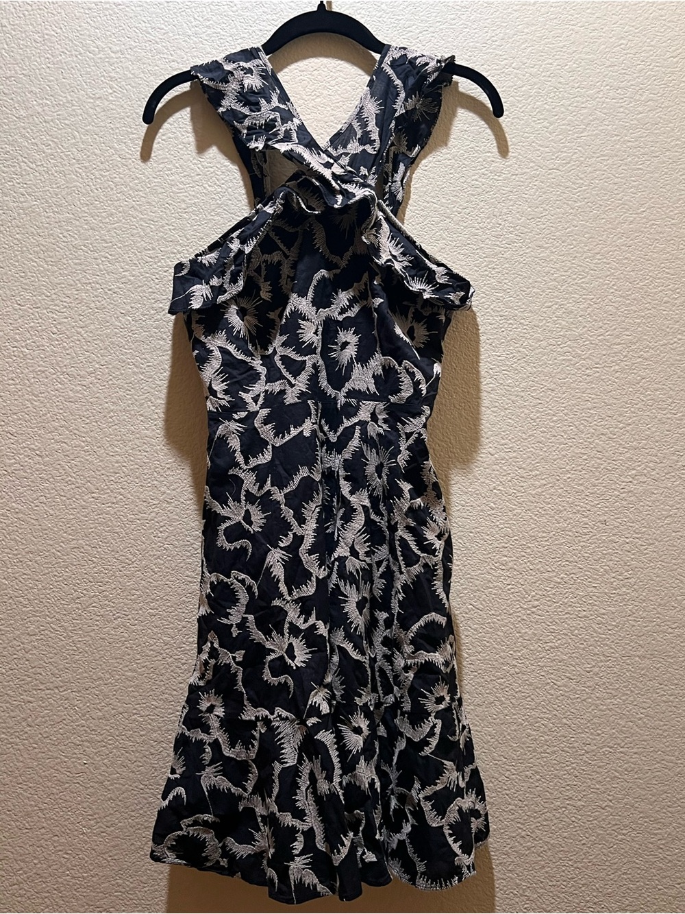 Banana Republic Black Floral Ruffle Dress